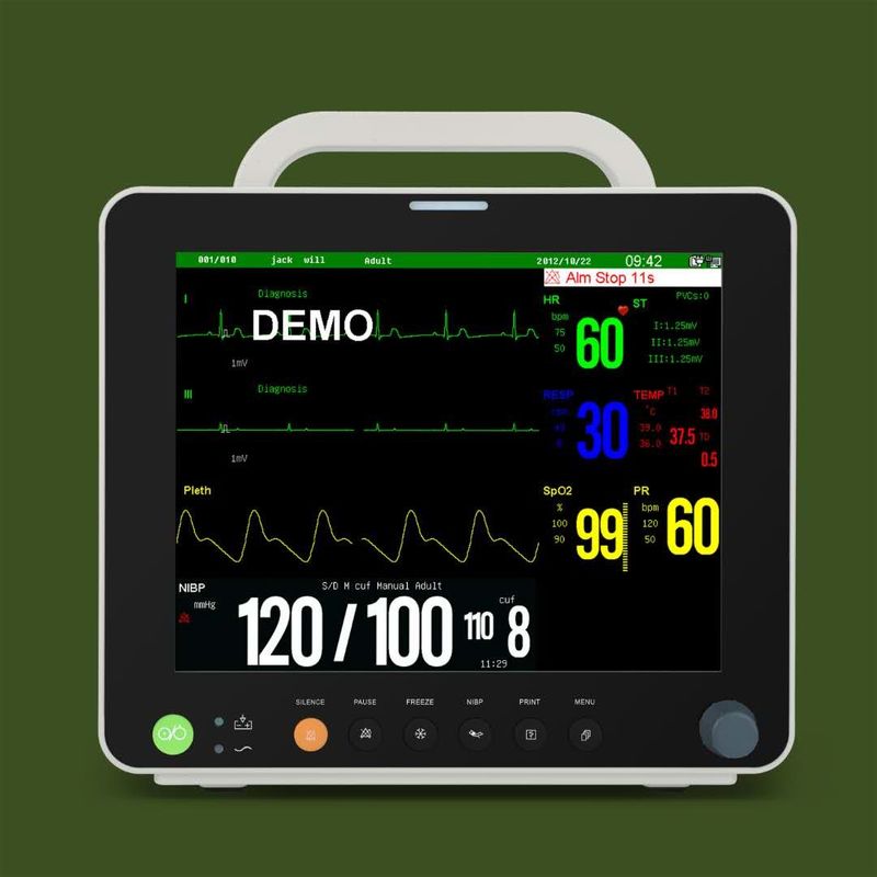 12,1” monitores pacientes del parámetro multi veterinario de la exhibición de TFT del color con ECG